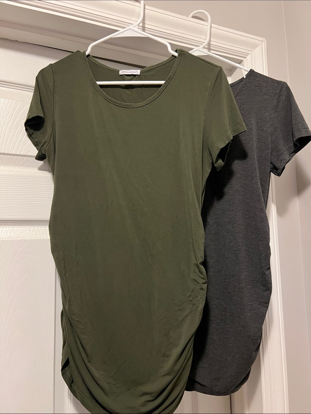 Olive Green, and Grey Short Sleeve Ruched Side Tees - Women
